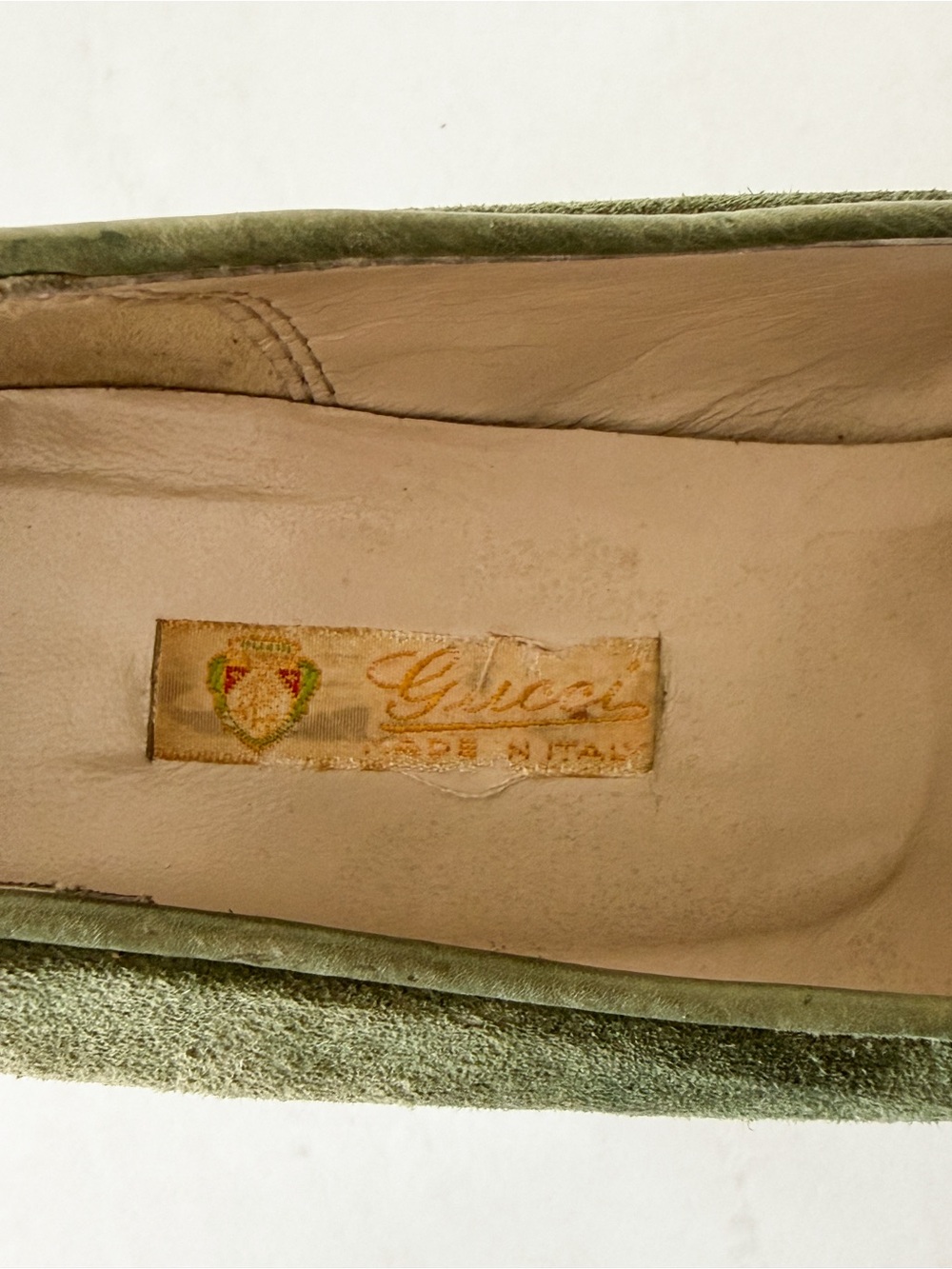Vintage Gucci Green Suede Horsebit Block Heel Loafers - Picture 5 of 12